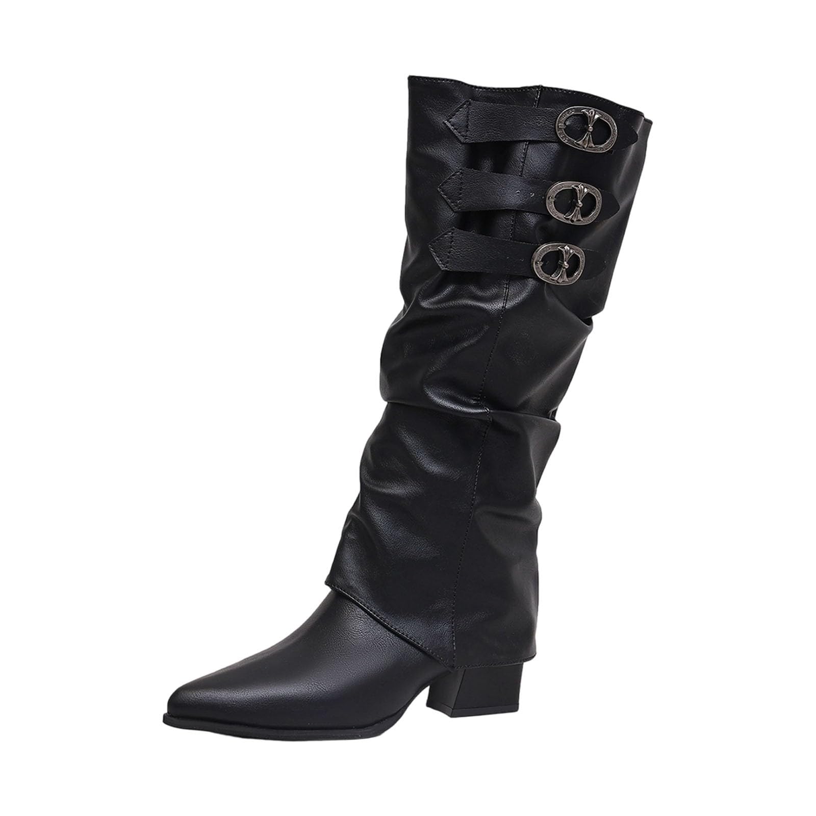 Botas de Invierno Mujer Botas Altas Moda con diseño Manga Desmontable con Hebilla Que llega hasta la Rodilla.