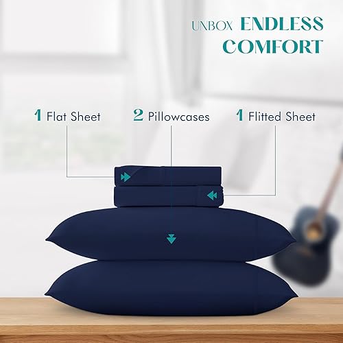 Miniatura 8 de Juego de sábanas de 3 piezas de 100 % algodón tamaño individual, sábanas de lujo para hotel, bolsillos profundos, ajuste fácil, sábanas