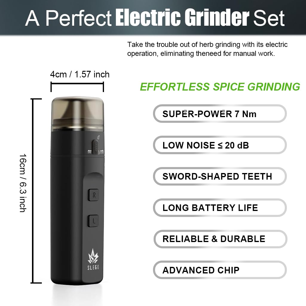 Elektrische Grinder,Grinder Elektrische,Gewürzmühle,Mühle für Gewürzen/Pollen,Super Leistung 7 Nm Schnelles Mahlen,2-Wege-Mahlen ohne Feststecken,mit Trichter,Schüssel,Kegelrohr (Schwarz)