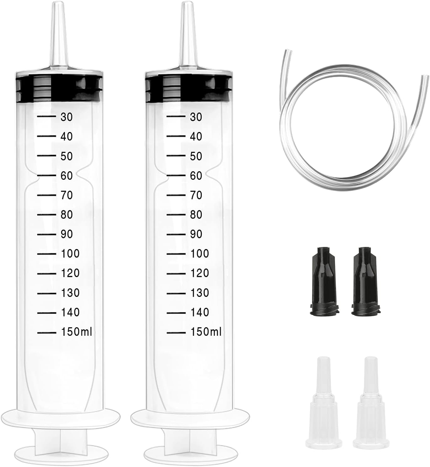 HXC Pack of 2 Syringes 150 ml Plastic Syringe with Hose Dosing Syringe