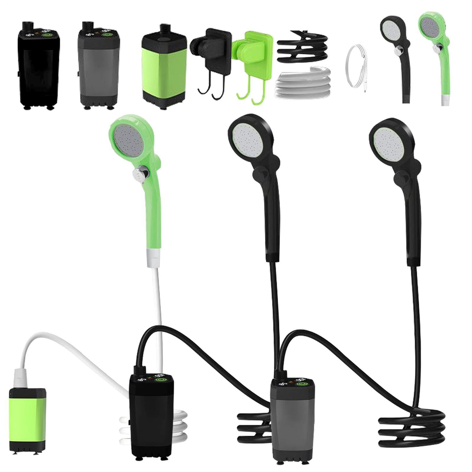 Ducha de camping portátil – Recargable 3 modos de pulverización impermeable ABS bomba exterior | Carga Type-C pantalla LED Kit viaje compacto | Senderismo playa RV mochila cuidado animales