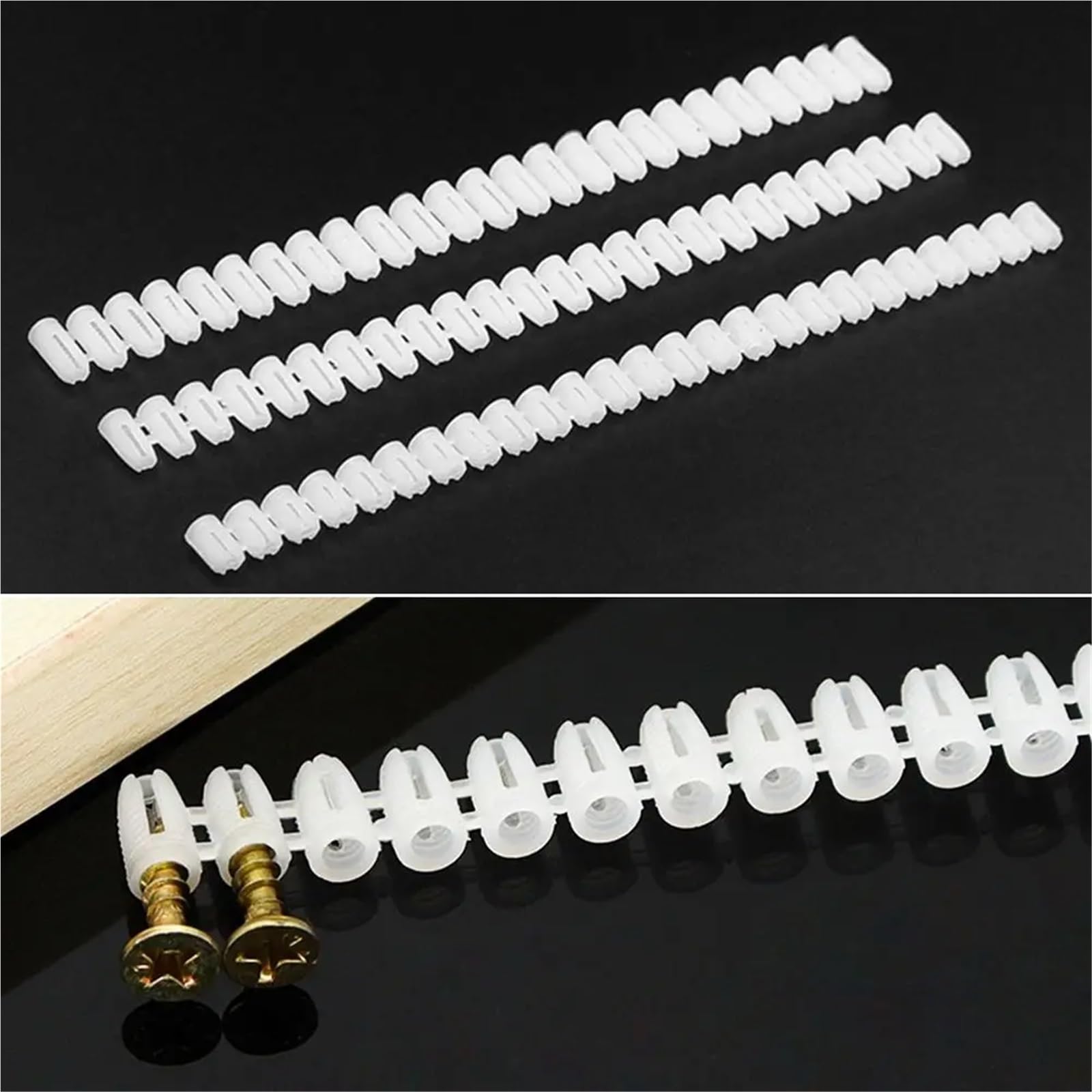 Hinge Expansion Plug 60pcs M4 Ribbed Plastic Anchor Wall Expansion Pipe Tube Wall Plugs for Furniture Repair(Size4)