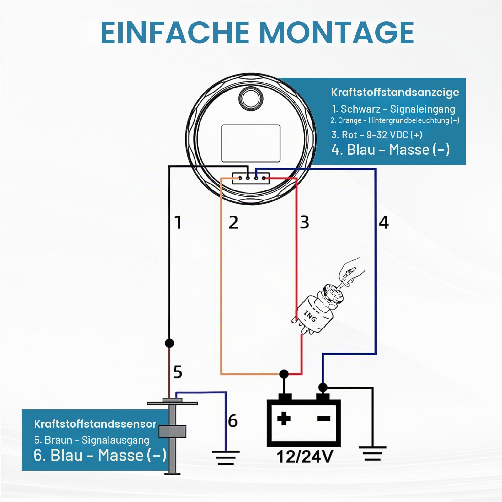 CPROSP Füllstandssensor 200mm, Kraftstoffstandssensor 0-190 Ohm, Edelstahl-Kraftstoffsendeeinheit, Wasserstandsanzeige-Sensor, Autokraftstoffwasserstandsensor, Tankgeber für Yachten, Wohnmobile