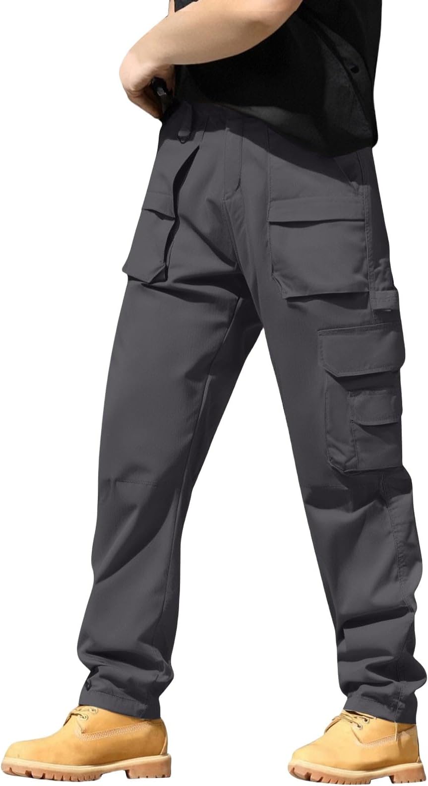Multi-Pocket Men’s Cargo Work Trousers Safari Zip Off Lightweight Quick Dry Camping Hiking Trousers Combat Military Tactical Cotton Work Pants with Multiple Pockets