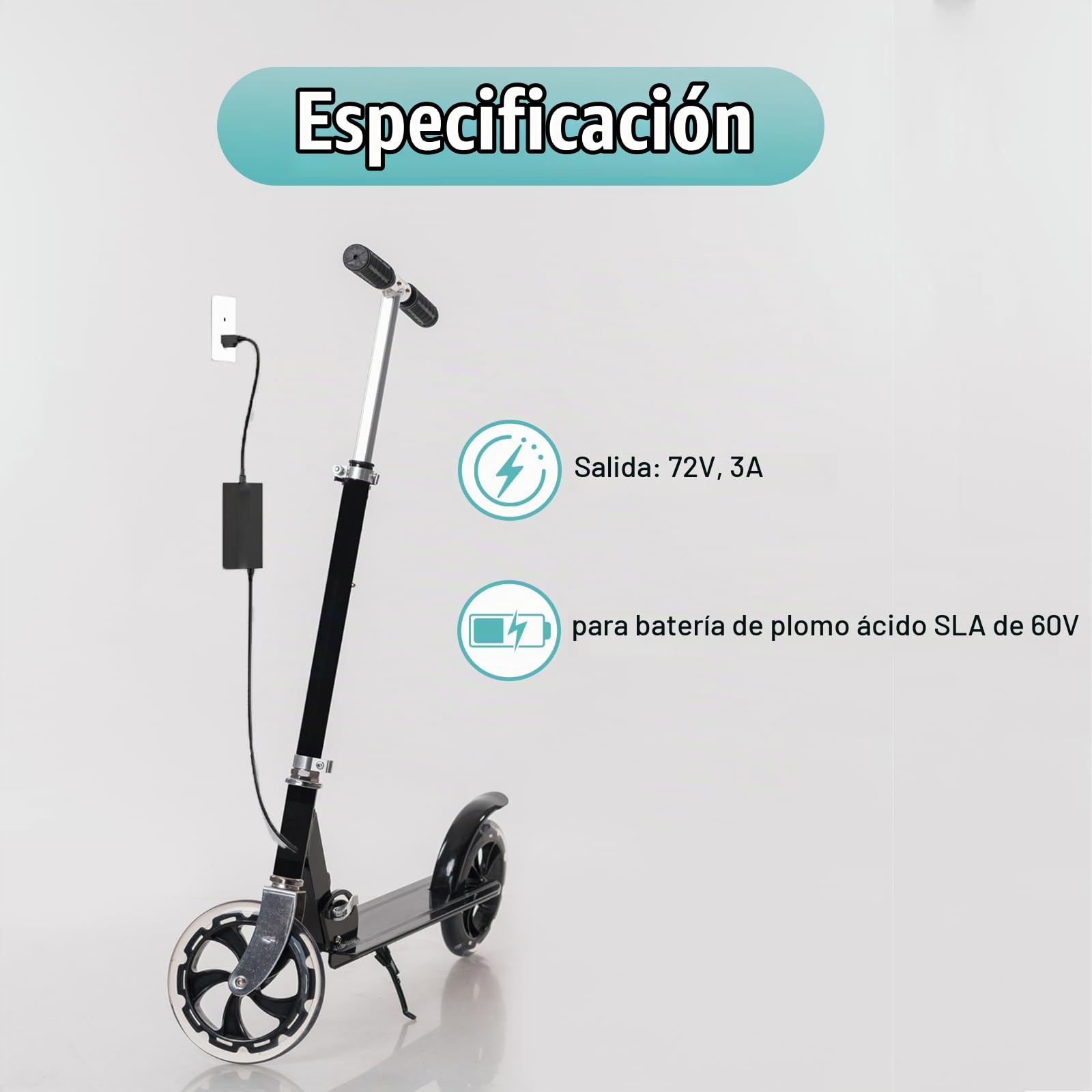 Cargador rápido de batería de plomo de 60 V y 3,0 A y 3 pines para batería de plomo de 60 V 20 Ah 32 Ah AGM Gel SLA Big Electric Scooters & E-Bikes, eWheels EW-52 EW-54, Go-karts, Big Toys