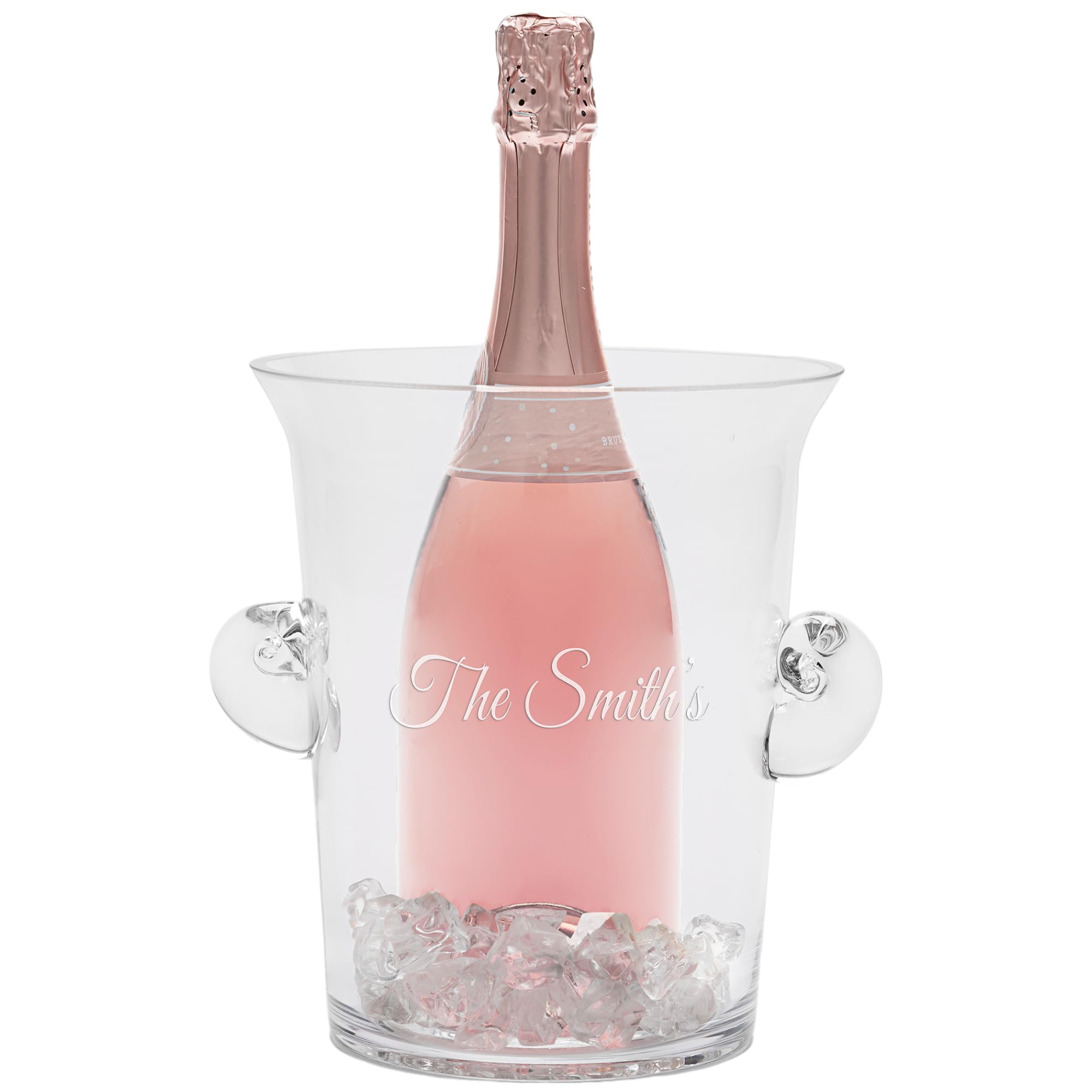 Personalization Universe Personalized Engraved Wedding Glass Ice Bucket & Chiller with Handles – Perfect for Housewarming, Anniversary, or Engagement Gifts – Customized