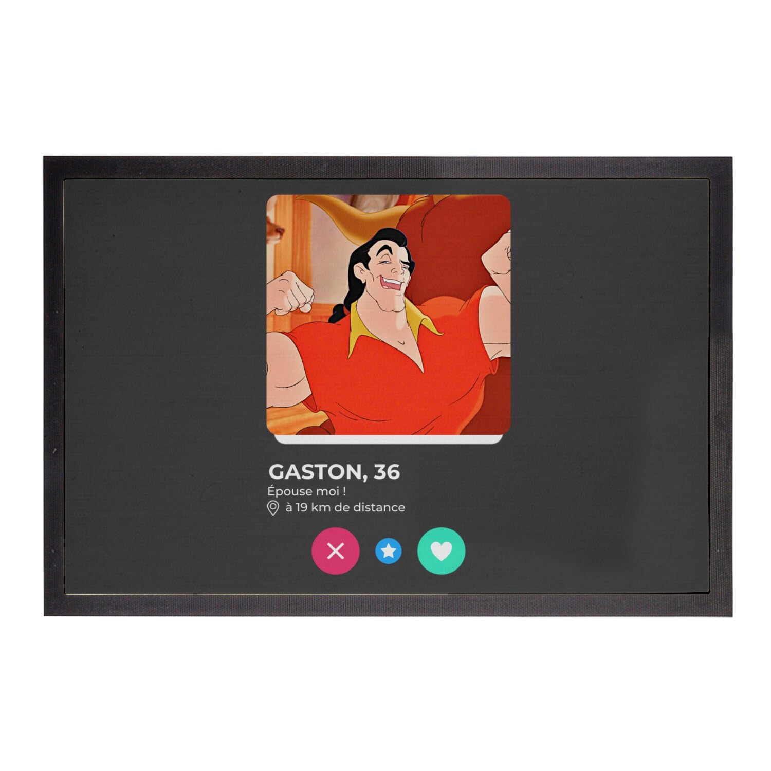 Paillasson noir Gaston cadeau crémaillère La Belle et la Bête