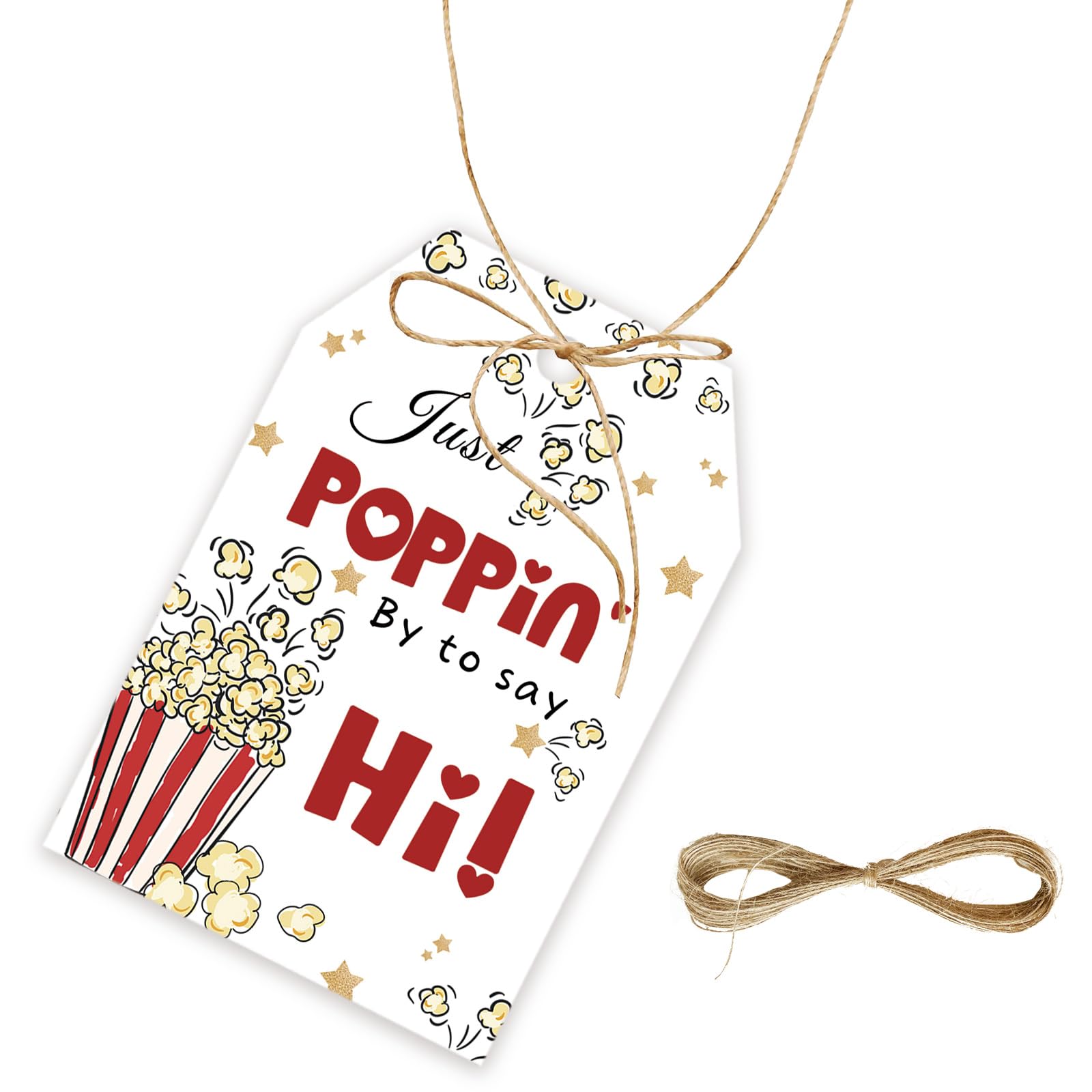 Amazon.com: 50pcs Just Popping by to Say Hi Tags, Popcorn Gift Tag with String for Birthday Party, Popping by Thank You Paper Tags for Gender Reveal Party Favors : Health & Household for Just Poppin By To Say Thank You Free Printable