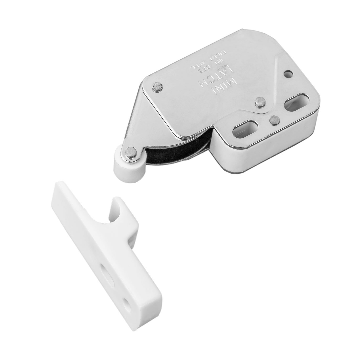 gedotec Pestillo de muelle druck-verschluß Mini puerta acero niquelado versión mejorada incl. contraparte EL ORIGINAL - con Reforzamiento Modelo MARCA CALIDAD PARA SU SALA ESTAR