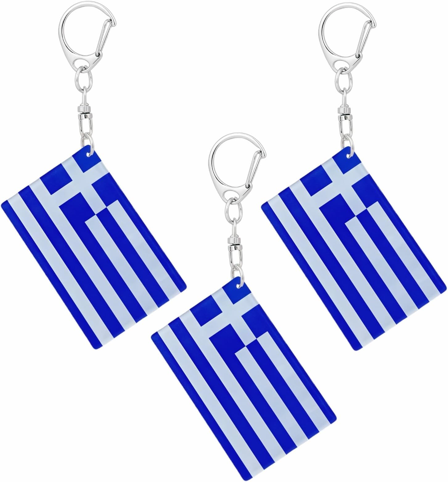 Greece Flag Keychain - Double Sided Acrylic D Shape Chains Greek Flags Key Chains Men and Women Style Car Key chain Gifts Decoration (3 Pcs), Multicolor, 2 x 1.2 inches