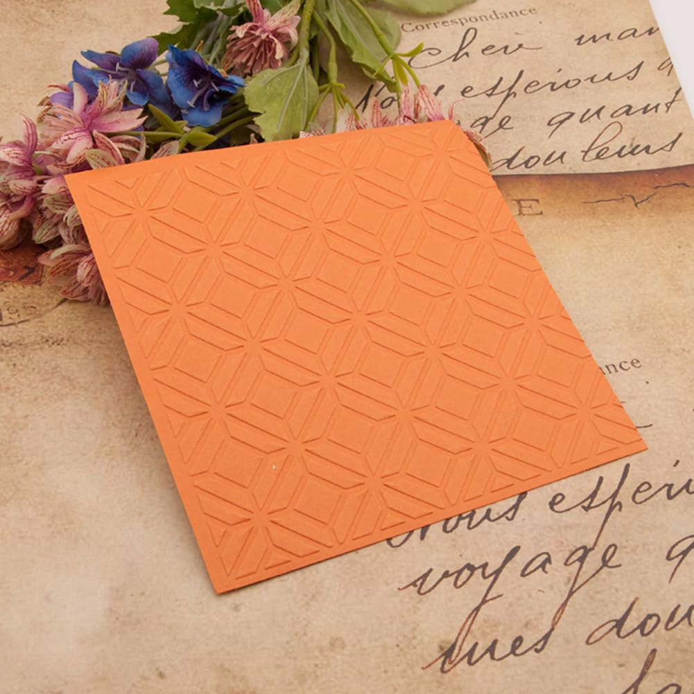 Plastic Embossing Folder (6'' x 6'' | Geometric Squares) Paper Crafts Plastic Textured Impressions for Card Making Scrapbooking