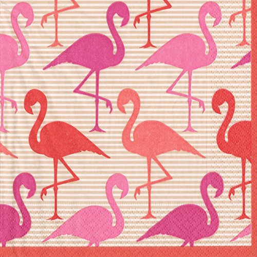 Entertaining with Caspari Flamingo Strut, Cocktail Napkin, Box of 40