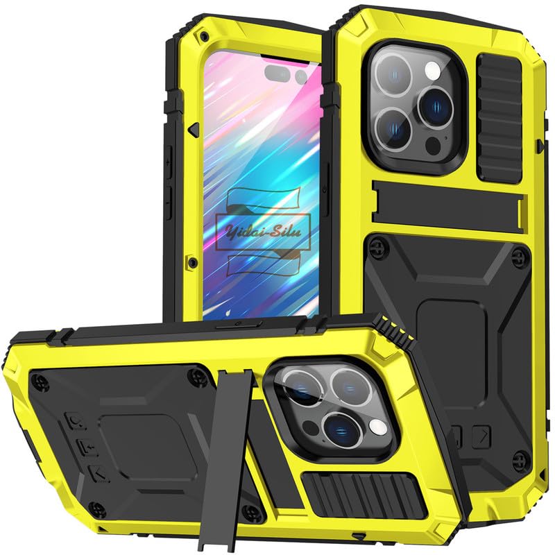 Yidaisilver iPhone 15 Pro Funda para exteriores 【IP-54 Zert. Resistente al agua, protección de 360°】Funda militar de protección de 2 m a prueba de golpes Funda con soporte para teléfono móvil para