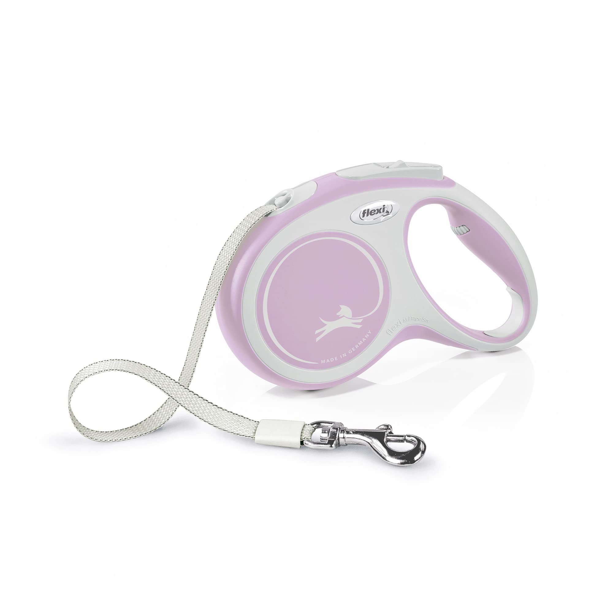Flexi Comfort Tape Grey & Rose Medium 5M Retractable Dog Leash/Lead For Dogs Up To 25Kgs/55Lbs