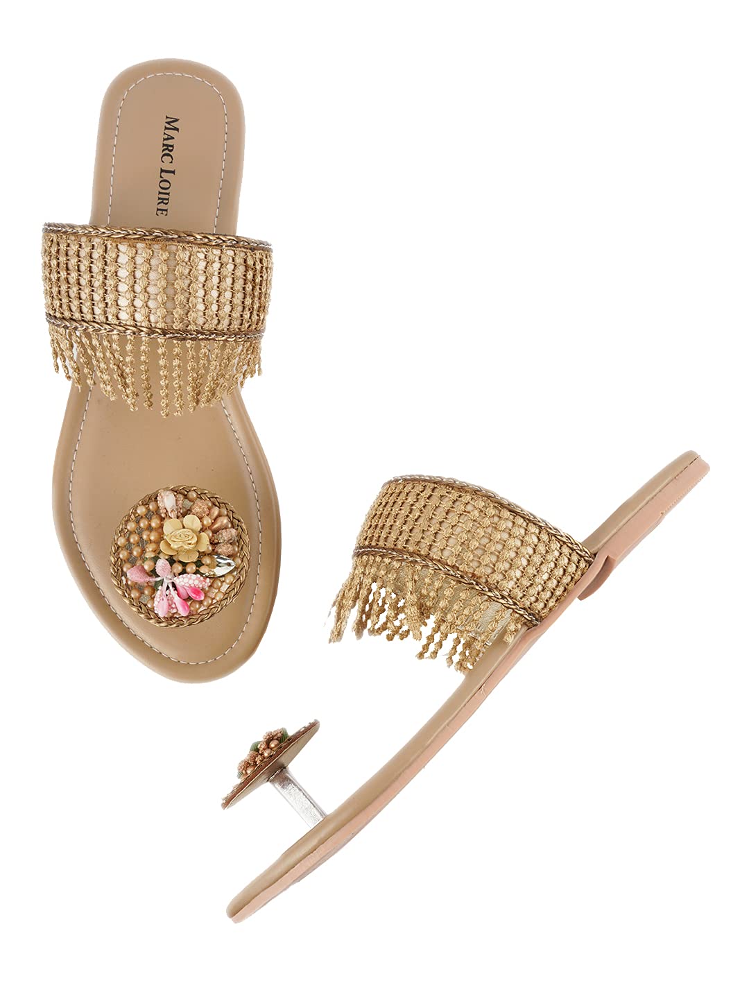 Marc Loire Womens Embroidered and Embellished Beige Slip-On Ethnic Flats Footwear, 3 UK (B09FZ6Z7D9) Amazon Price History, Amazon Price Tracker