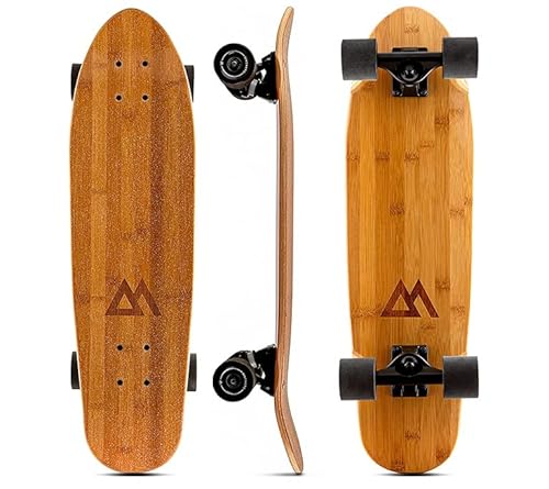Magneto Mini Cruiser Skateboard Cruiser | 27.5" X 7.5" | Short Board | Canadian Maple Deck - Designed For Kids, Teens And Adults (Bamboo) #TOP20