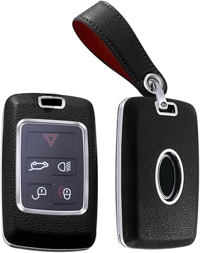 Miniatura 10 de SANRILY Funda de llavero de cuero para Jaguar XF 2021 y para Land Range Rover Discovery Rover Sport 2018 2019 sin llave con llavero blanco