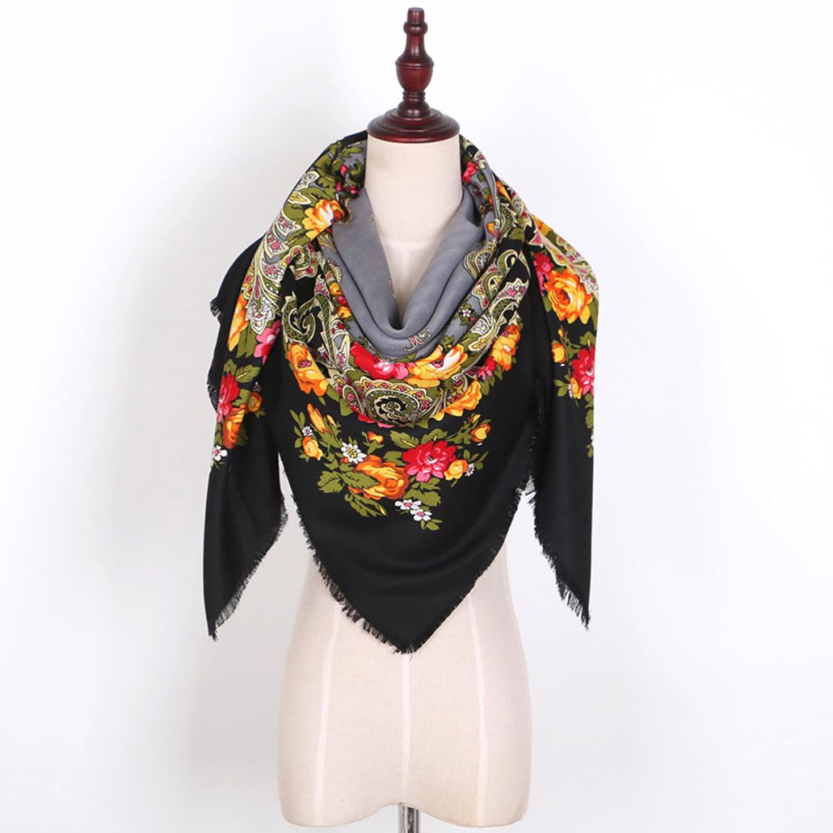 SEWACC 3 Piezas Bufanda de Algodón Ligera para Mujer Estampado Floral Estilo Ruso, Chal Versátil y Elegante para Outing, Diseño Clásico y Moderno