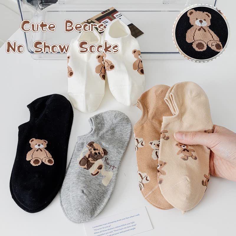 5/10 Pairs Animal Socks for Women Cute Bears No Show Socks Womens Low Cut Socks3