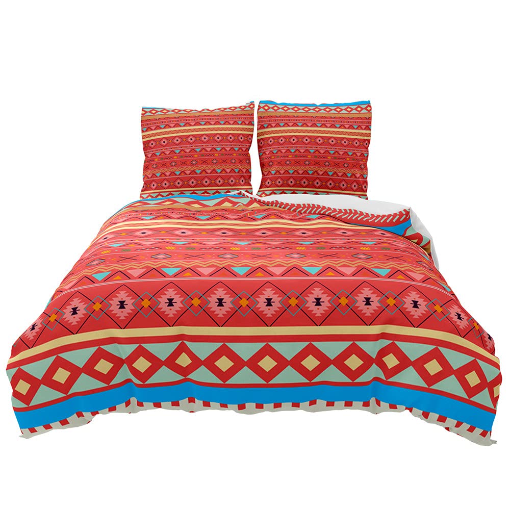 Linge de lit chic en microfibre 3D parure ethnique haut de gamme rouge 220x240cm