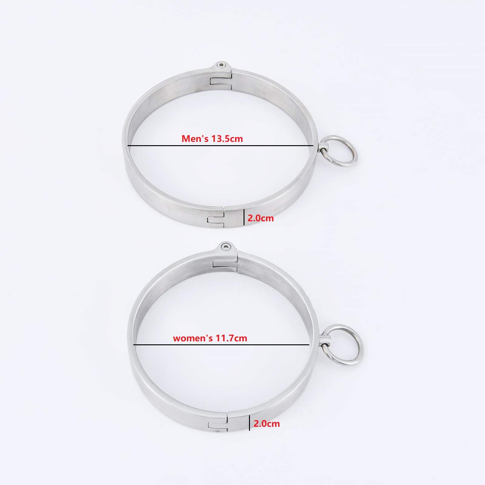 Collare in Metallo SM Bondage Erotico Collari/Girocolli/O-Ring, Collare di Limitazione Slave, Cappuccio A Vite, 2 Cm Alto, Alta qualità Fetish Bondage Bondage Sex Couple Prodotti,Women's