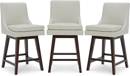 Miniatura 31 de CHITA Taburete de bar giratorio de altura de mostrador, taburete de bar tapizado, altura del asiento de 26.8 pulgadas de alto, piel sintética en