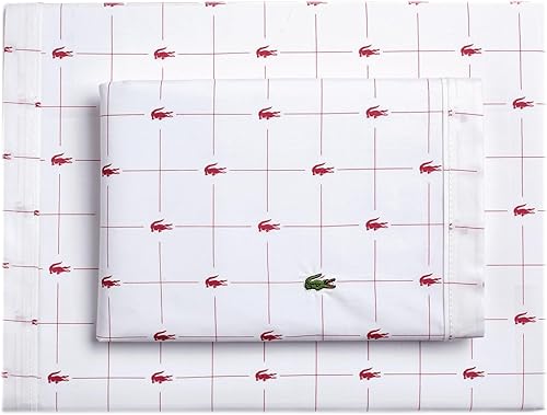 Miniatura 10 de Lacoste Juego de sábanas de algodón de 3 piezas, rebanadas, índigo vintage, tamaño individual XL