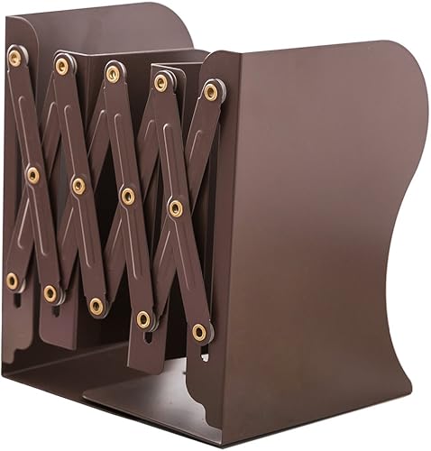 Miniatura 10 de JIARI Sujetalibros decorativos de hierro de metal gris, soporte de escritorio antideslizante ajustable (gris)