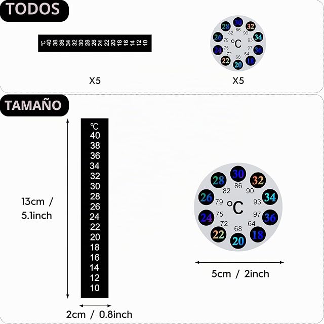 Foto 2 de 7 de 10 Pegatinas de Temperatura, Autoadhesivas, Cambio de Color, Indicador Digital de Temperatura para Acuario