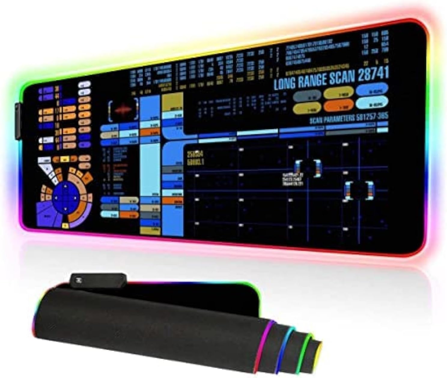 Trekkie Trekker Extra Large Thick Mouse pad for Desk, Sci-fi Control Console Display Led Desk Mat, SciFi Gifts Gamer RGB Mousepad Led, Laptop Pad Game Mat, Gaming Computer Accessories, Room Decor KMH
