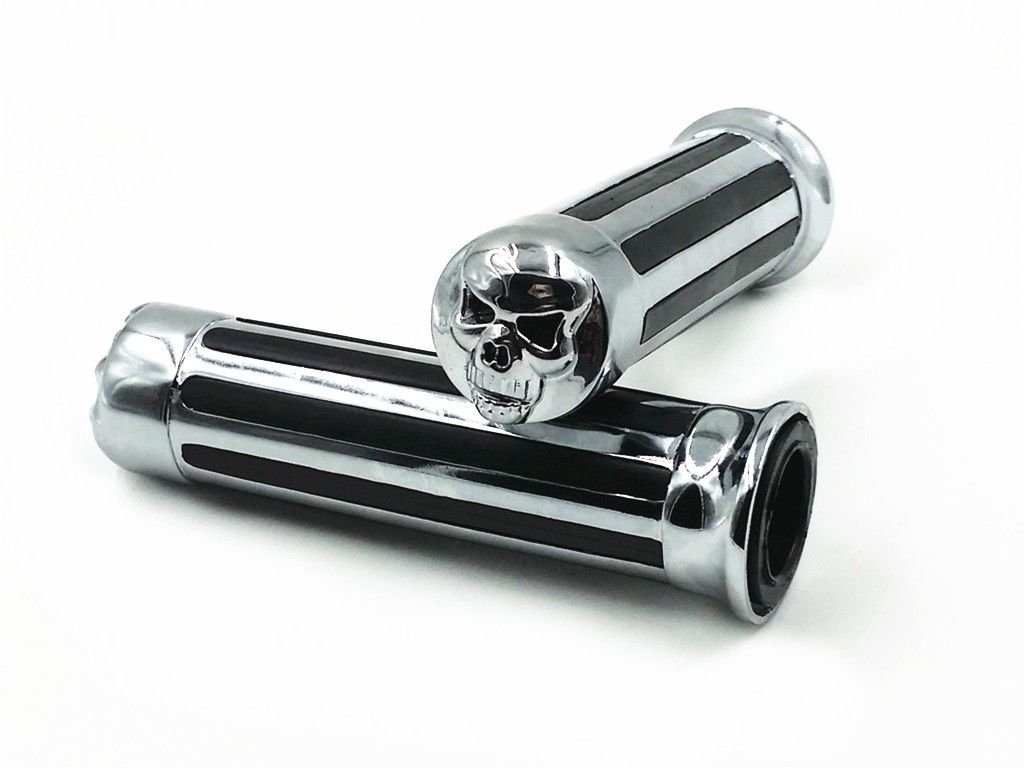 2,5 cm 25 mm Testa di morte Manubrio Maniglie Maniglia Grip per Cruiser Chopper Custom