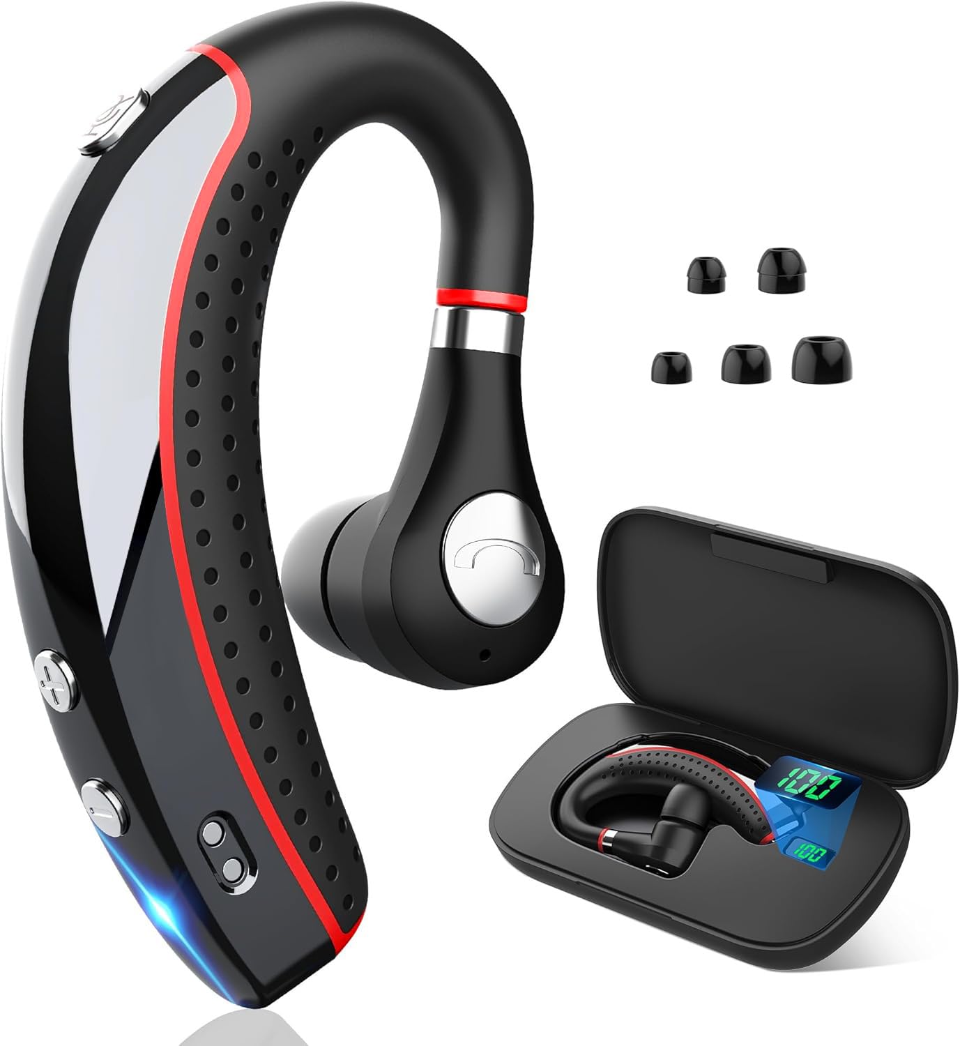 Photo 1 of Kelazola Bluetooth Headset V5.3, Wireless Bluetooth Earpiece with 500mAh Charging Case 72 Hours Talking Time Built-in Microphone for iOS Android Cell Phone, Hand-Free Headphones for Trucker, Office