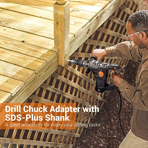 TACKLIFE 1-1/4 Inch SDS-Plus 12.3 Amp Rotary Hammer Drill, 7Joules Impact Energy, 4350BPM, 900RPM, 4 Functions, Vibration Damping Technology, Safety Clutch, Ideal for Concrete and Stones -TRH01A