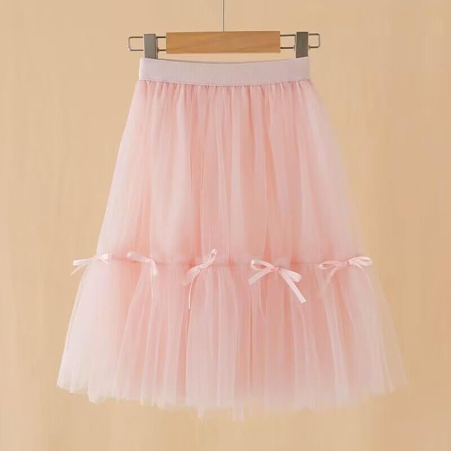 Kids Girls Tutu Skirt Cute Bow Tulle Ballet Dance Holiday Party Dress Carnival Elastic Waist Princess Short Skirts