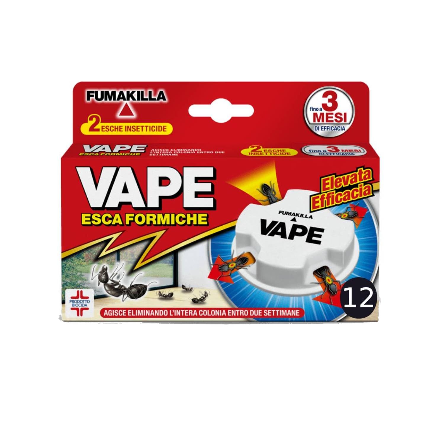 Vape Antiformiche Esca Formiche, Insetticida Nuova Versione 2024 Elevata Efficacia - Confezione da 2 pezzi (12 Confezioni da 2 Esche)