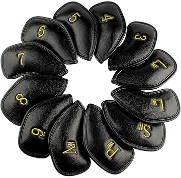 CRAFTSMAN GOLF 12pcs or 1pc Thick Synthetic Leather Golf Iron Head Covers Set Headcover Fit All Brands Callaway Ping Taylormade Cobra Etc. Also Custom Name
