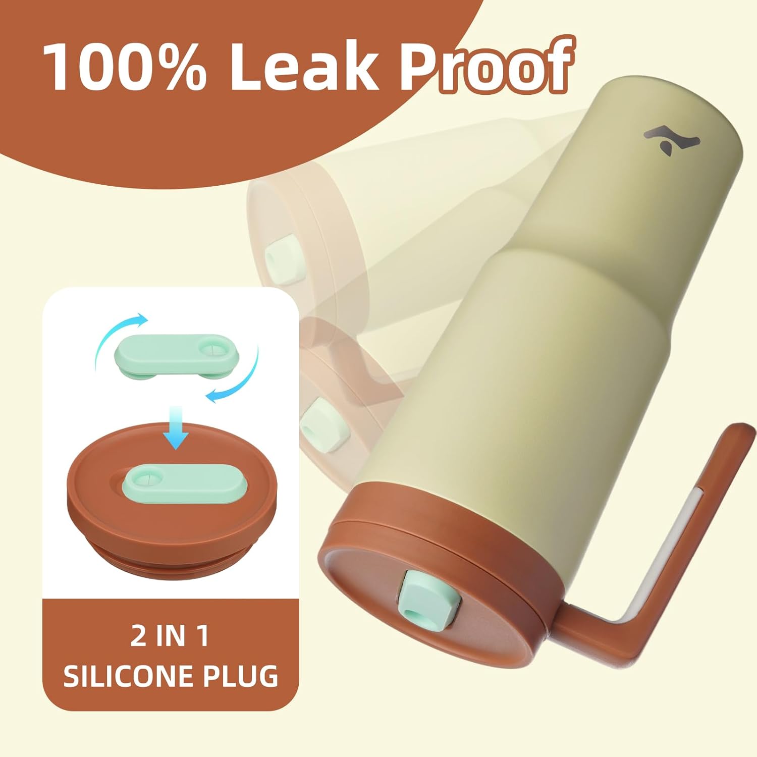 Insulated Tumbler with Handle and Straw,40 OZ Vacuum Stainless Steel Water Bottle Travel Mug Metal Cup with Fruit Diffuser,Pistachio - Image 3