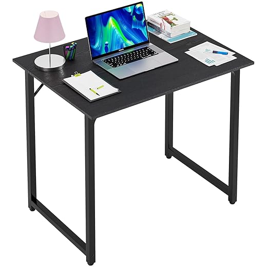 PayLessHere | 32 Inch Computer Desk | Black | Office Desk with Metal Frame, Adjustable Feet | Water-Resistant, Scratchproof Surface | Sturdy Writing Table for Home Office or Study | Pack of 1
