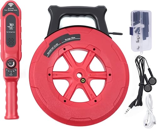Detector de bloqueo de tuberías, detector magnético de tuberías de 98.4 ft98 pies, localizador de tuberías de agua, herramienta de escáner de