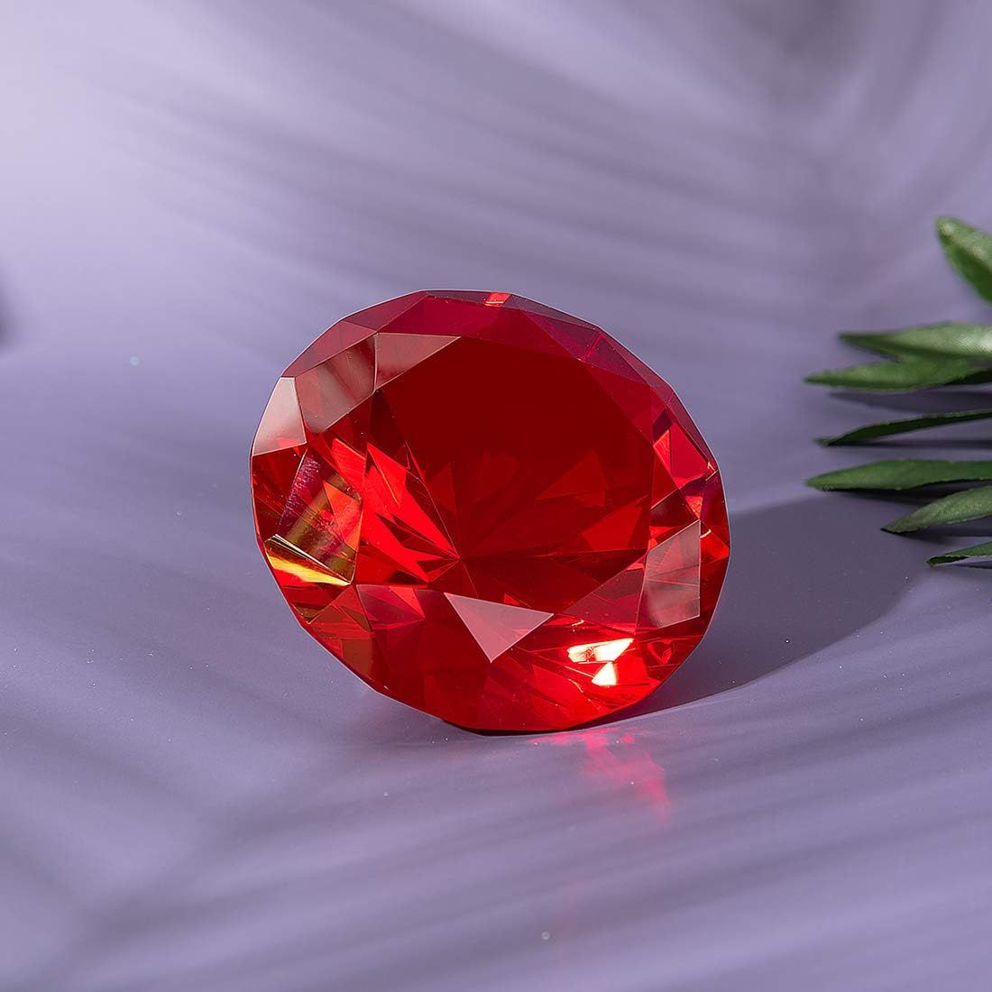 LONGWIN 80mm(3.1 inch) Crystal Diamond Paperweight Jewels Wedding Decorations Centerpieces Home Decor (Red) - Image 3