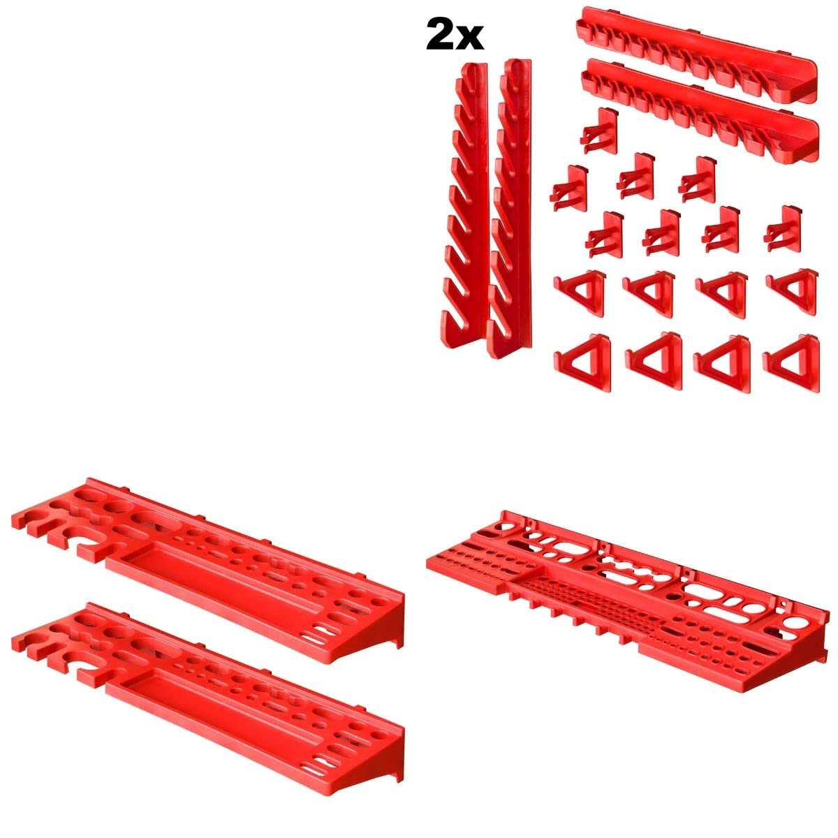 Sistema de almacenamiento para taller, 156 x 78 cm, caja de 58 unidades, estantería de pared con soportes para herramientas y cajas apilables, placas de pared extrafuertes, estantería de