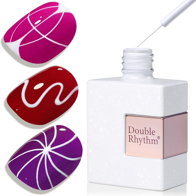 15 Ml Metallic Gel Liner Nail Art Bronze Mirror Chrome Painted Drawing Stripper 3D Effect Polish (White Liner Art -L1006)