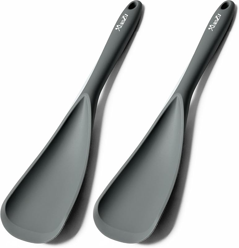 Espátula de silicona para utensilios de cocina antiadherentes, 12.6" gris | Sin BPA, cuchara de cocina multifunción para cocinar, servir, mezclar, revolver, pala, raspar, sin costuras y apta para lavavajillas
