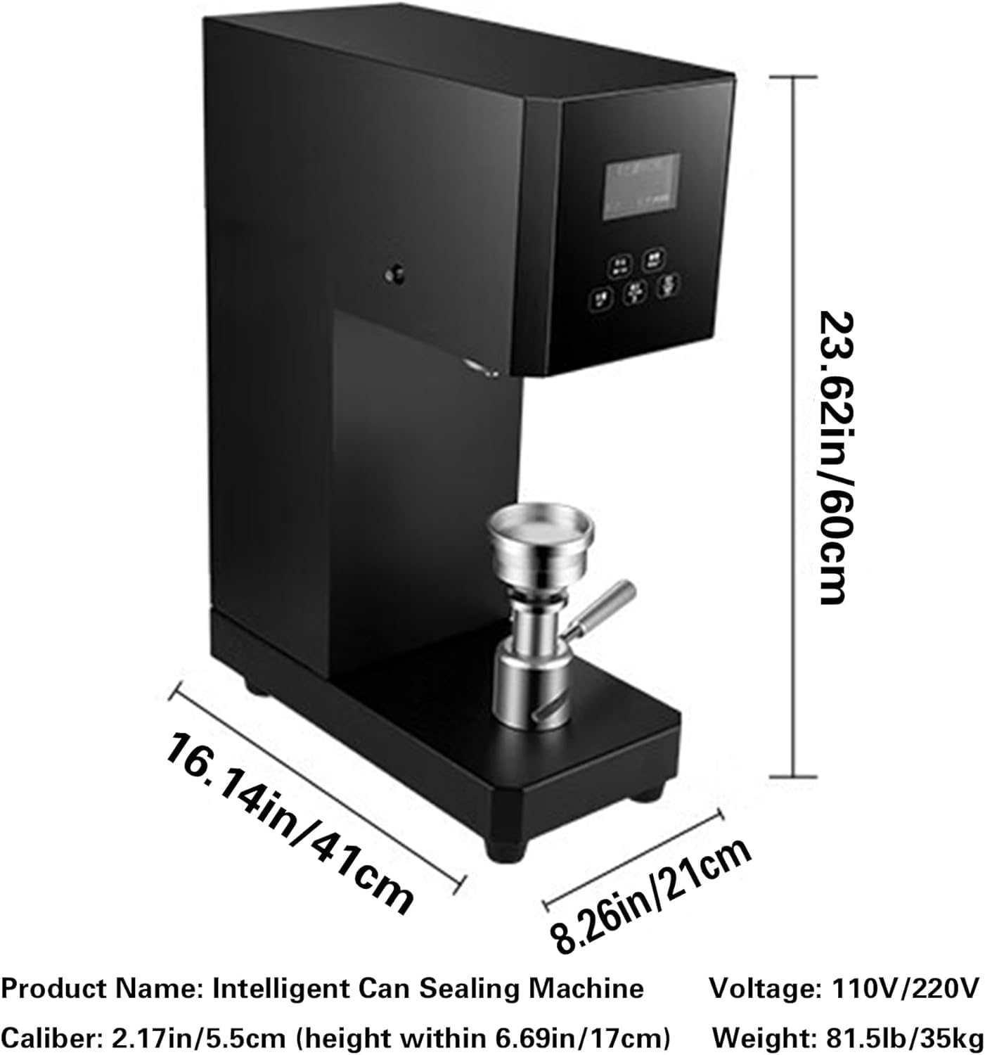 Automatische Dosenversiegelungsmaschine, elektrischer kommerzieller Blechbecher-Versiegeler für Aluminium-/Kunststoffdosen, 5,5 cm Durchmesser, 11,5 cm - 17 cm Höhe. Ideal für Zuhause, Café