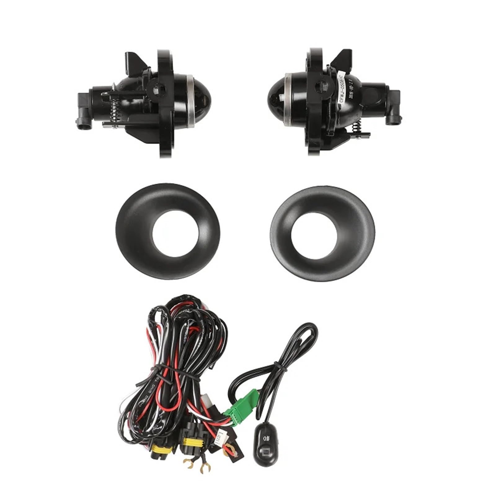 Kit fari fendinebbia + cablaggio + interruttore for Dodge Challenger 2015-2020, gruppo fari paraurti anteriore con lente trasparente, coppia di proiettori Halo