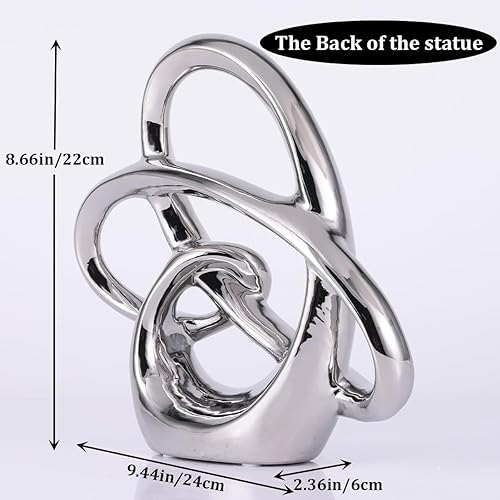 Miniatura 2 de Escultura geométrica de cerámica moderna de plata, acento abstracto para el hogar y figura de mesa para sala de estar, dormitorio, baño, oficina,