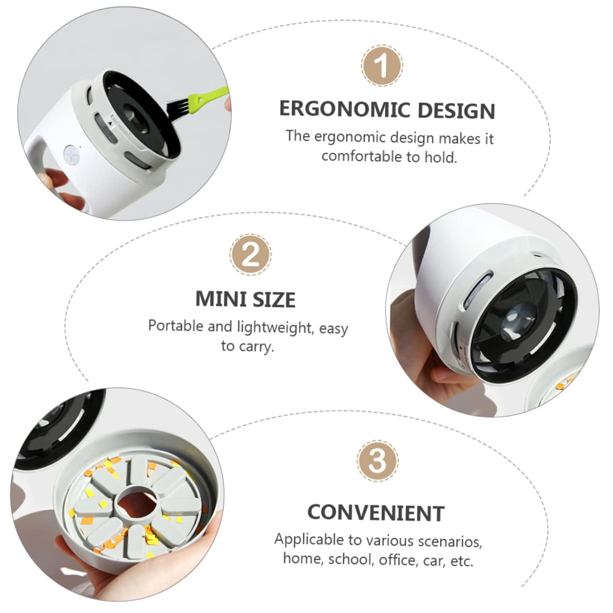 ERINGOGO Aspiratore da Tavolo Portatile, Pulitore USB Abs Leggero | Raccoglie Cenere e Briciole, Adatto per Ufficio e Casa, Formato Compatto Ricarica USB