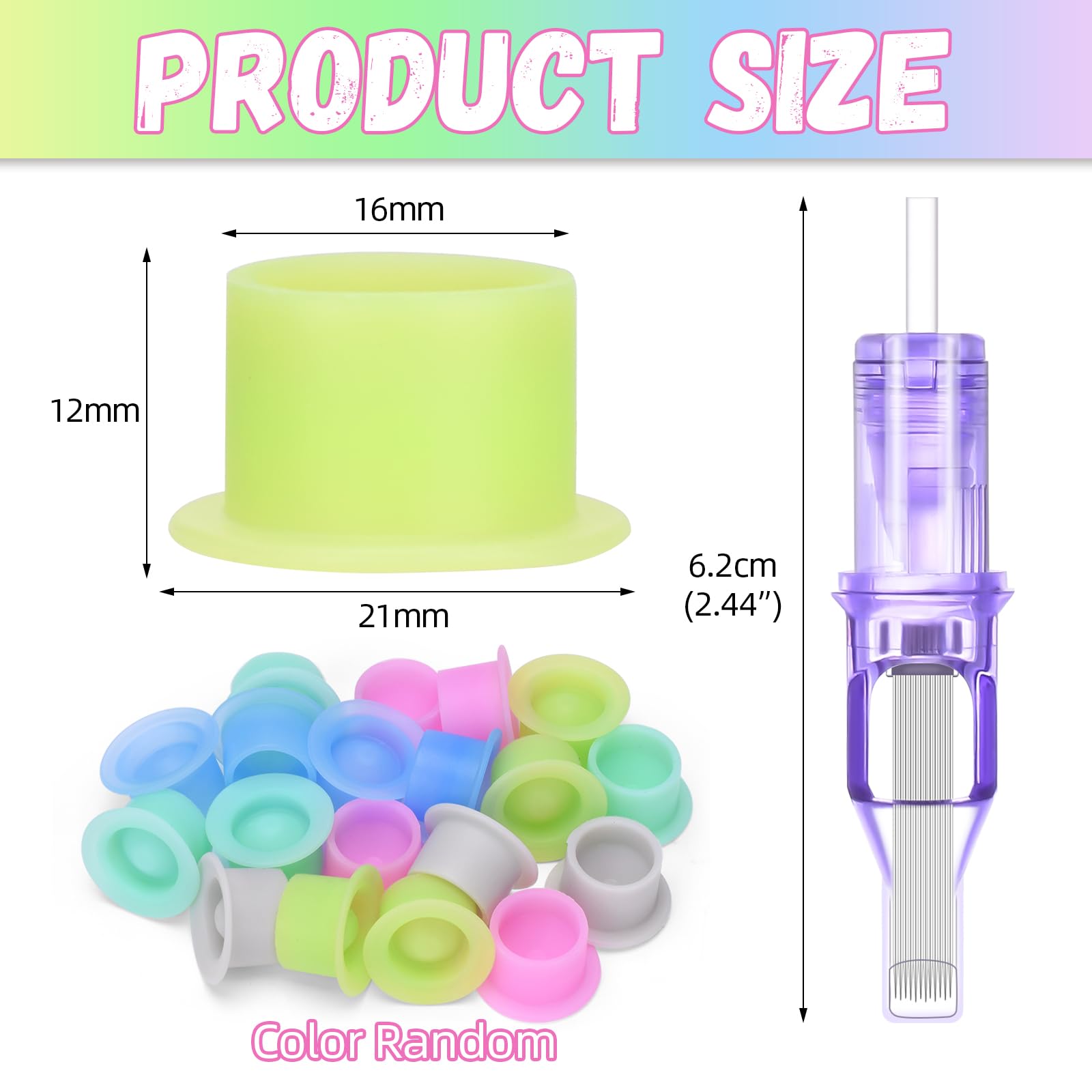 ATOMUS 40pcs Purple Tattoo Cartridge Needles 10pcs 1007RM 9RM 11RM 15RM Tattoo Needles for Tattoo Gun Pen Shader Pattern with 20pcs Disposable Silicone Ink Cups for Pen Rotary Machine Tattoo Supplies - Image 2