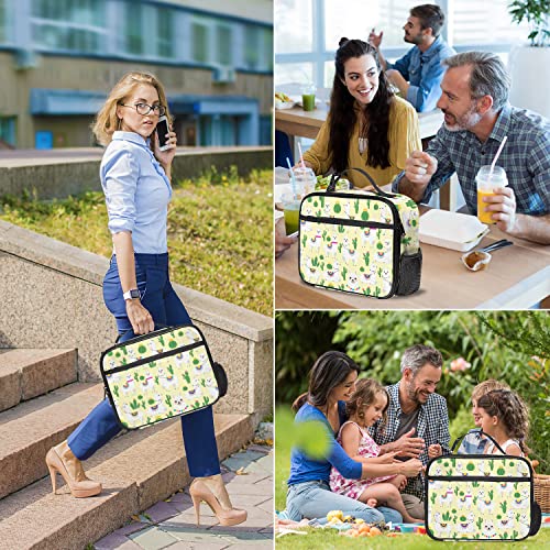 Hsegsru Cute Llama Lunch Bag, Insulated Zipper Lunch Bag Cooler Tote Bag Water Proof Lunch Boxes, Reusable Lunch Tote Box(Llama & Cactus) #TOP7