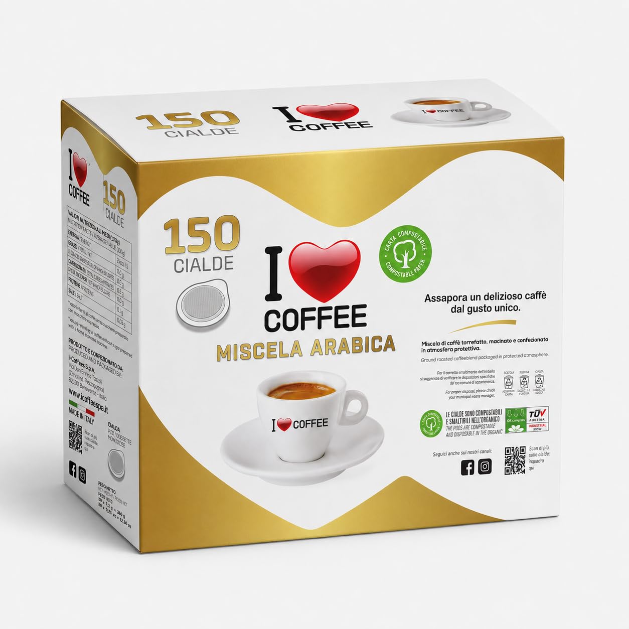 I Love Coffee Cialde Miscela Arabica, Box da 900 Cialde